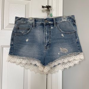 Free People Jean Shorts with Lace